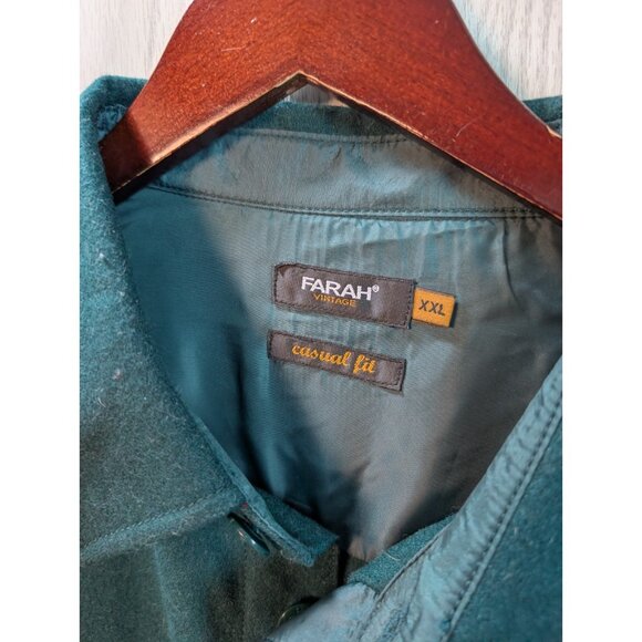 Men's Farah Vintage Cusual Fit Green Wool Blend Anchor Buttons Flannel Shirt XXL - Picture 4 of 7